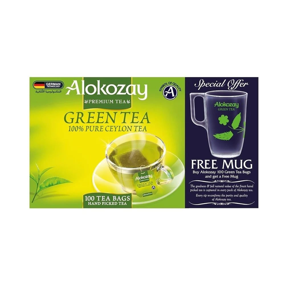 Alokozay Green 100 Teabags with Free Mug