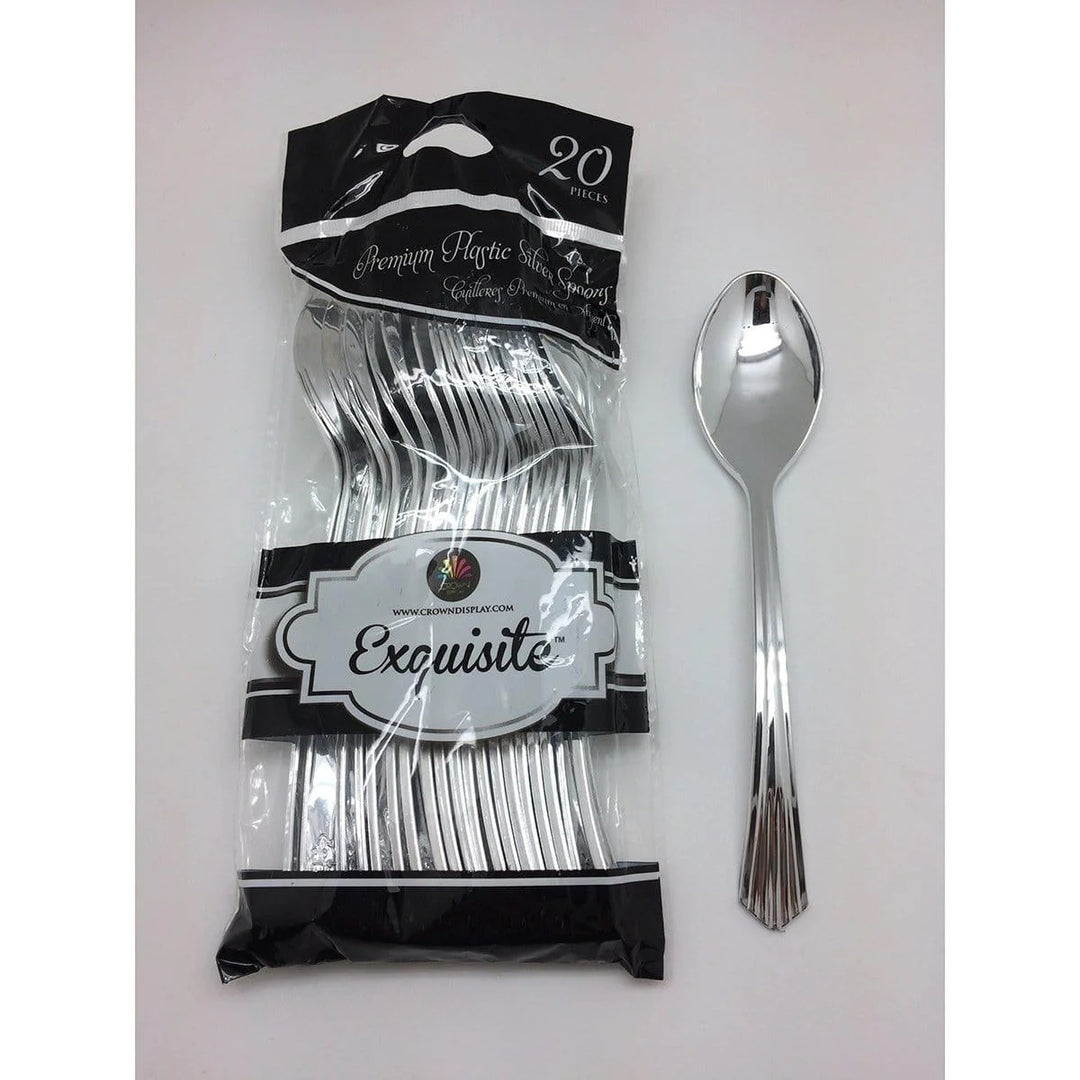 Plastic Silver Spoon 20PK