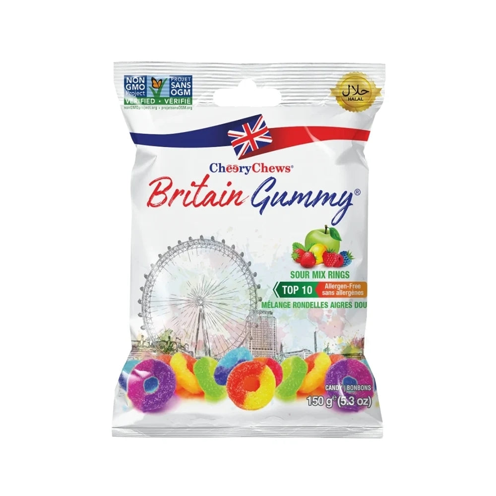 British Gummy Sour Mix Rings 150g